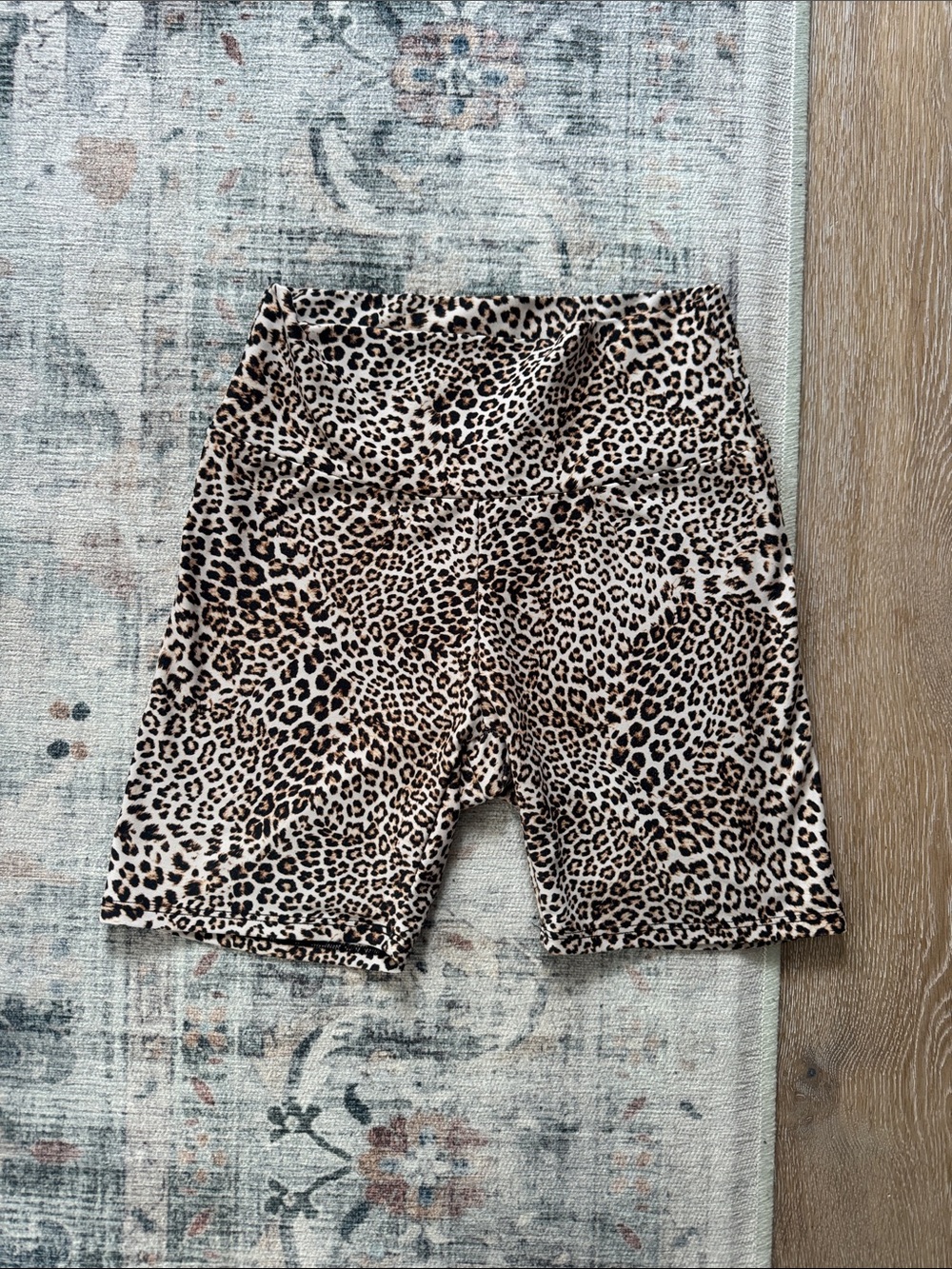 Skatie Brown and Black Bike Shorts Leopard Print